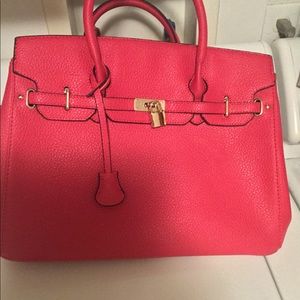 Pink Leather Purse Large w/shoulder strap ONLY